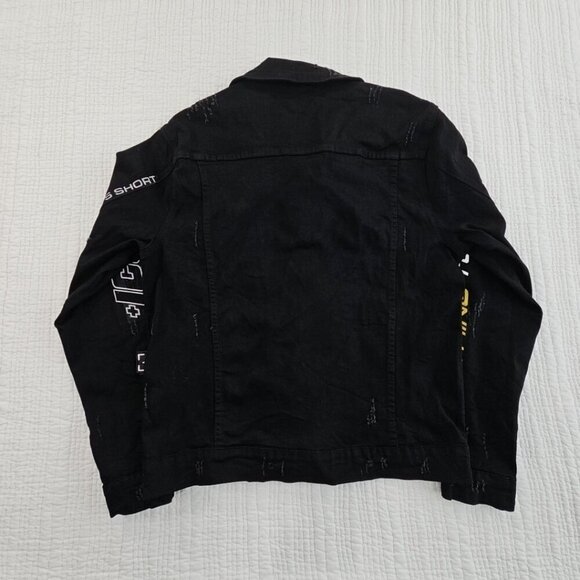 Hudson Outerwear Stretch Denim Jacket Men's Medium Black Long Sleeve Logos EUC - Picture 12 of 16